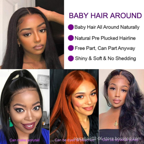 Factory Price 10a 36 Inch Virgin Human Hair 150 180 Density Wigs Mink Indian Hair Glueless 13x4 13x6 Transparent Lace Front Wig